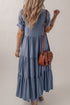 Casual Daydreamer Henley Neck Tiered Ruffle Flowy Long Maxi Dress
